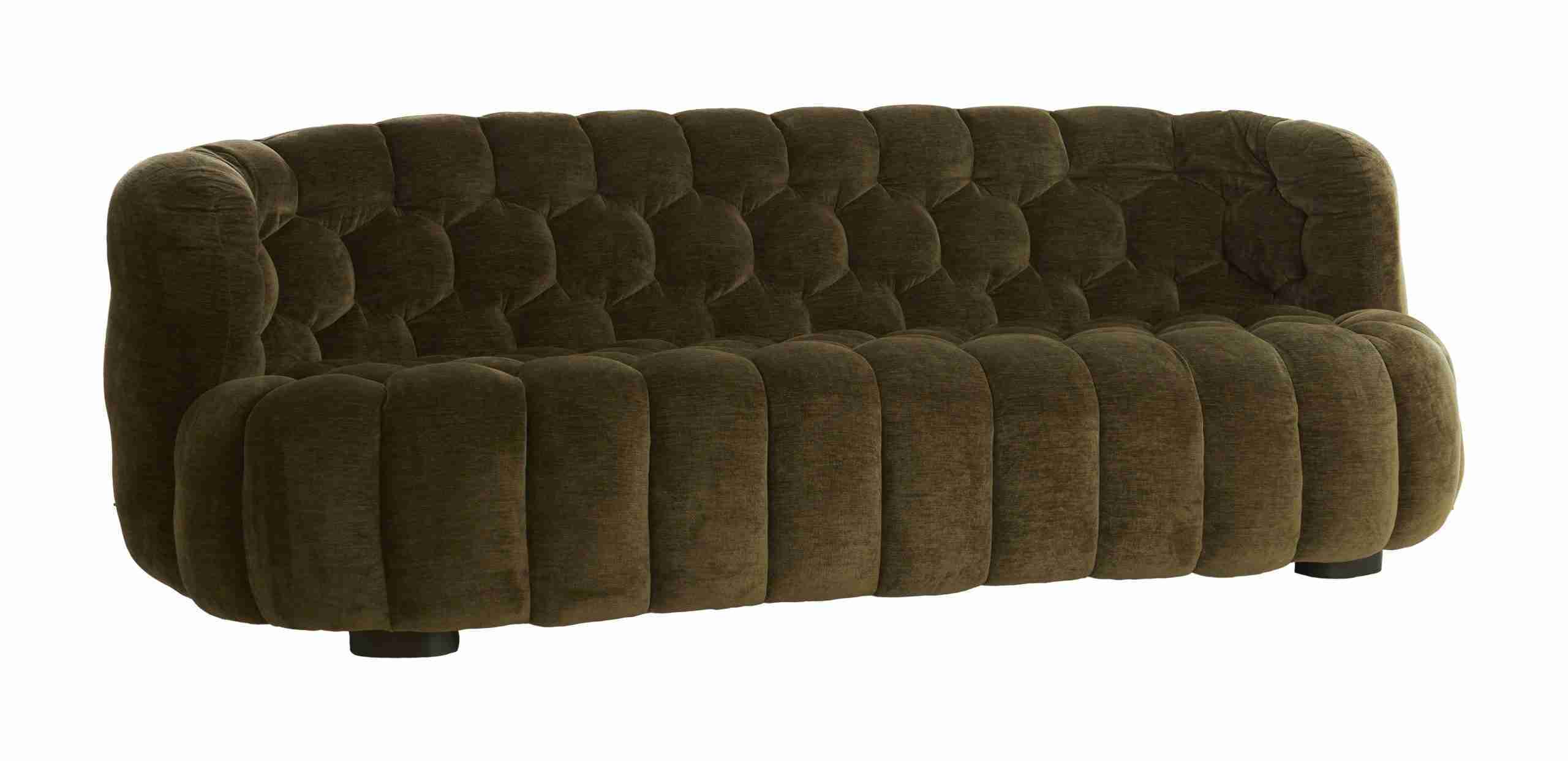 Light & Living Bank Amara Velvet - Olijfgroen