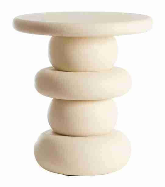 Light & Living Bijzettafel Azalas Mangohout, 40cm - Crëme - Rond