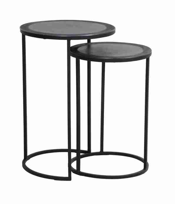 Light & Living Bijzettafel Talca Set van 2 stuks, 35/40cm - Antiek Lood - Rond