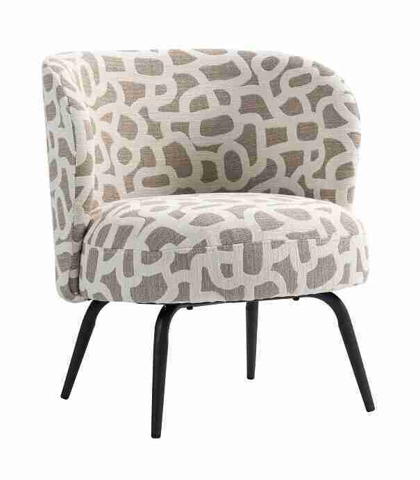 Light & Living Fauteuil Dieyda Grafische stof - Taupe/Beige