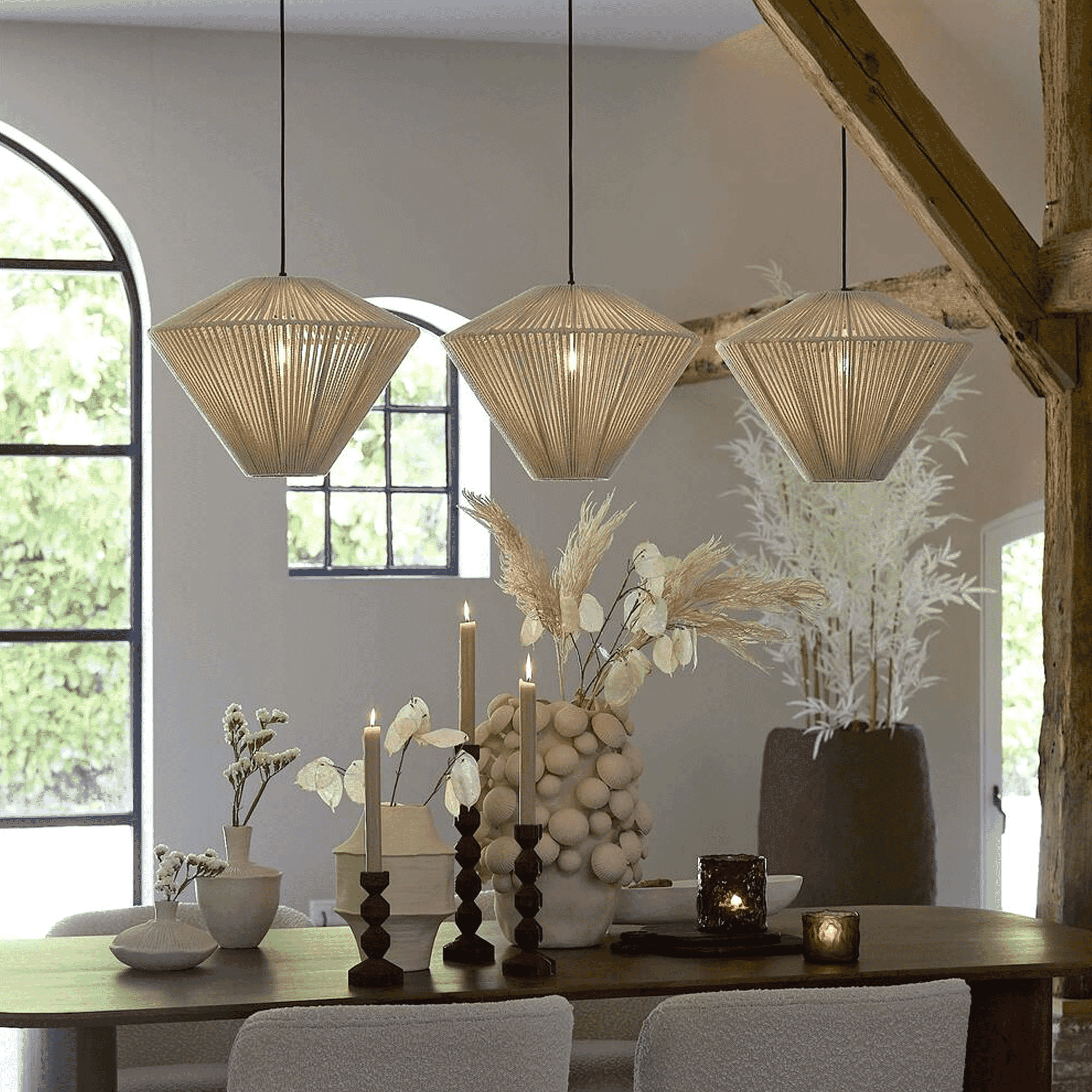 Light & Living Hanglamp Felida 3-lamps - Crëme - Japandi