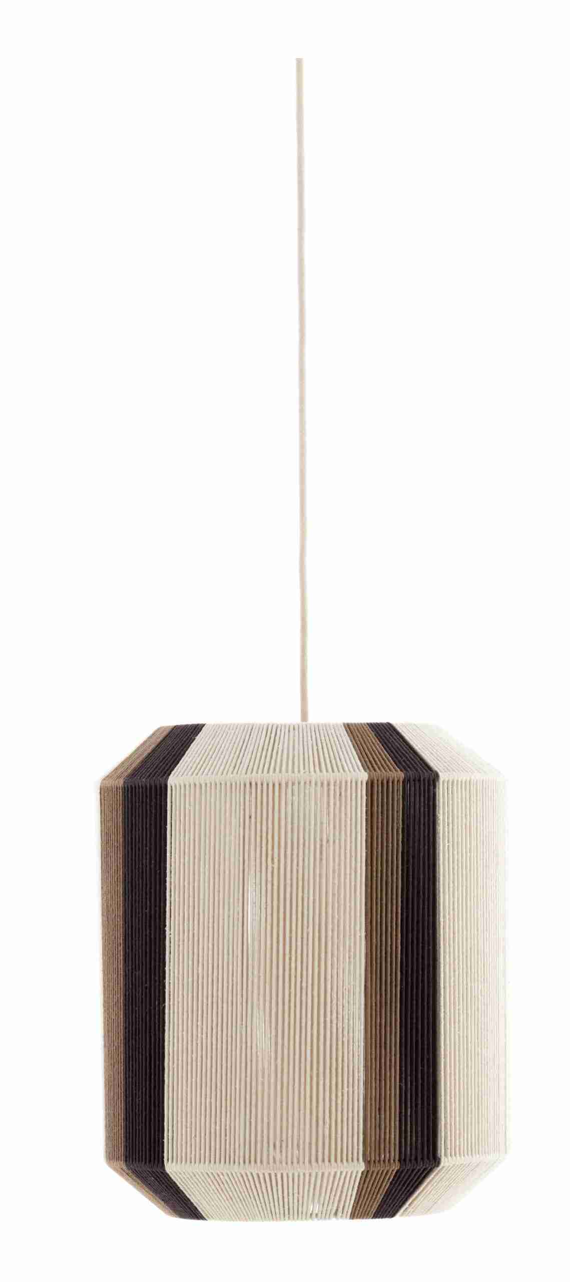 Light & Living Hanglamp Kozana Textiel, √ò36cm - Crëme/Donkerbruin - Rond