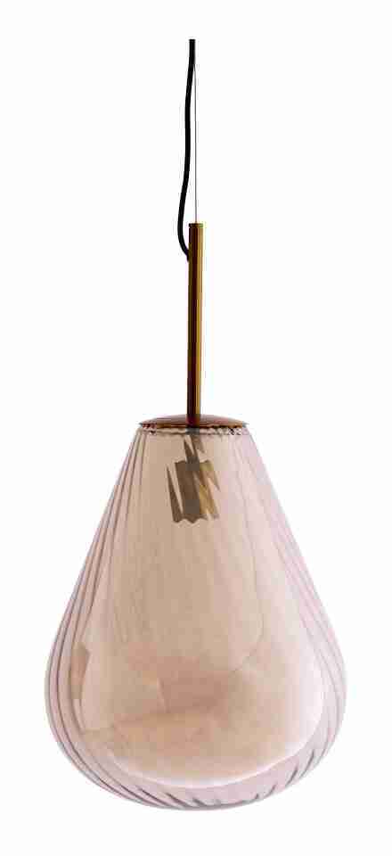 Light & Living Hanglamp Leona Glas, √ò33cm - Amber - Rond