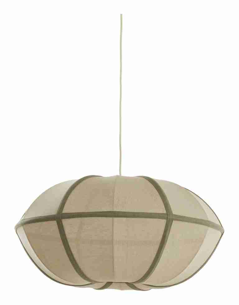 Light & Living Hanglamp Mirelys √ò61cm - Naturel/Olijfgroen - Rond