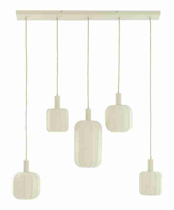 Light & Living Hanglamp Tufia 5-lamps, Linnen - Crëme
