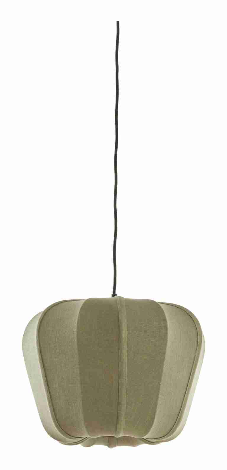 Light & Living Hanglamp Zubedo Textiel, √ò40cm - Olijfgroen - Rond