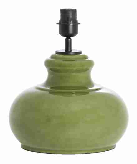 Light & Living Lampvoet Verde Glas, 33cm - Olijfgroen (excl. kap) - Rond