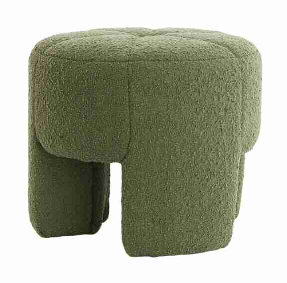 Light & Living Poef Batoemi Bouclé, √ò51cm - Donkergroen - Rond