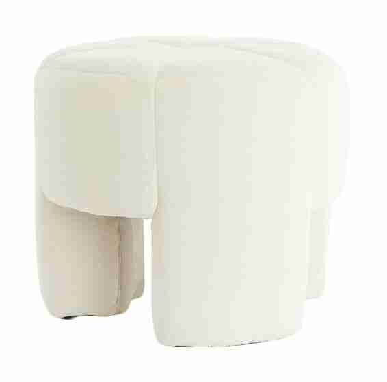 Light & Living Poef Batoemi Velvet - Wit - Rond