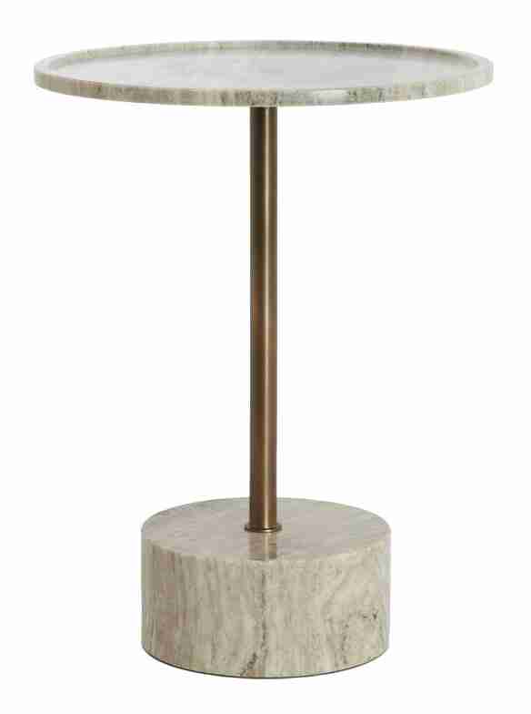 Light & Living Ronde Bijzettafel Civita Marmerlook, √ò41cm - Zandgrijs/Donker Brons