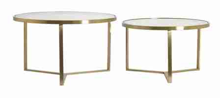 Light & Living Ronde Salontafel Serelle Glas en metaal, Set van 2 stuks - Bruin