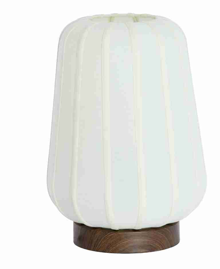 Light & Living Tafellamp Bibia Stof en hout, 42cm - WIT - Rond