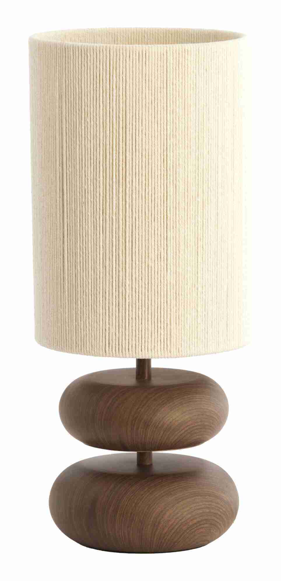 Light & Living Tafellamp Danialo Touw en houtlook, 50cm - Donkerbruin - Rond