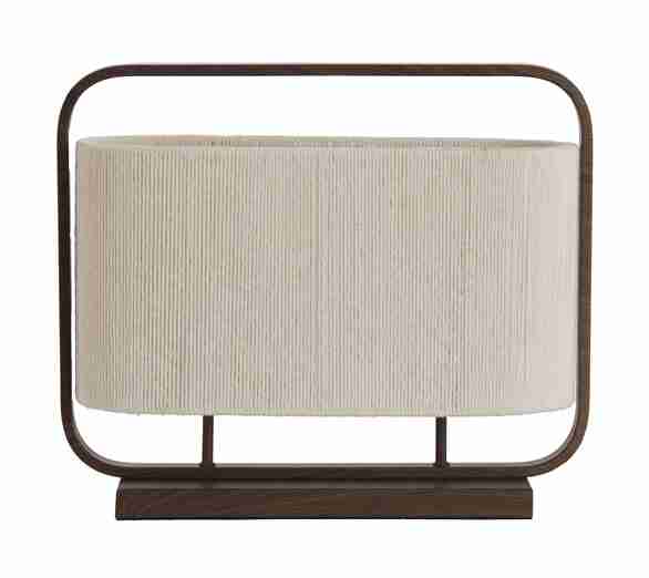 Light & Living Tafellamp Lecce Touw en bruine houtlook, 2-lamps - Crëme