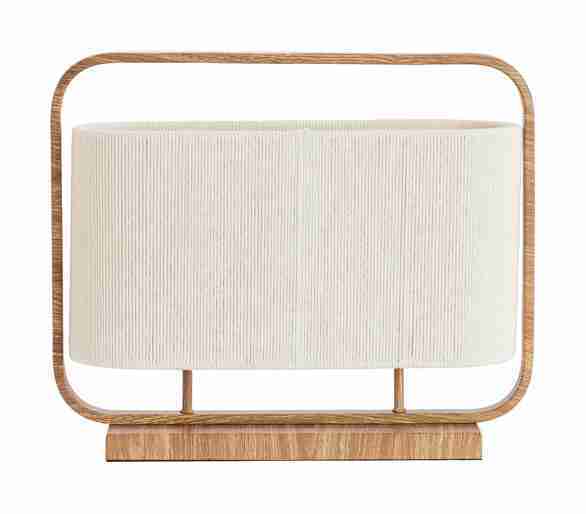 Light & Living Tafellamp Lecce Touw en naturel houtlook, 2-lamps - Crëme