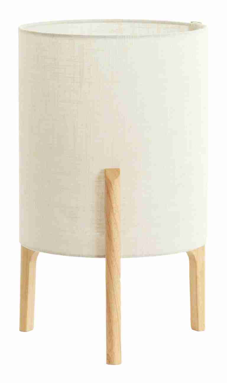 Light & Living Tafellamp Litto Linnenlook en hout, 44cm - Naturel - Rond