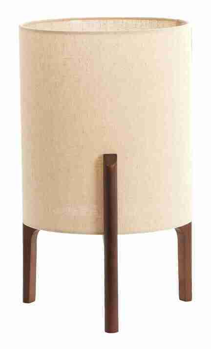 Light & Living Tafellamp Litto Linnenlook en hout, 44cm - Naturel/Donkerbruin - Rond
