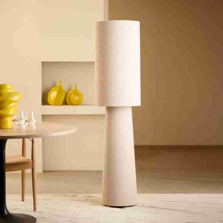 Light & Living Vloerlamp Mikkel Bouclé, 165cm - Crëme