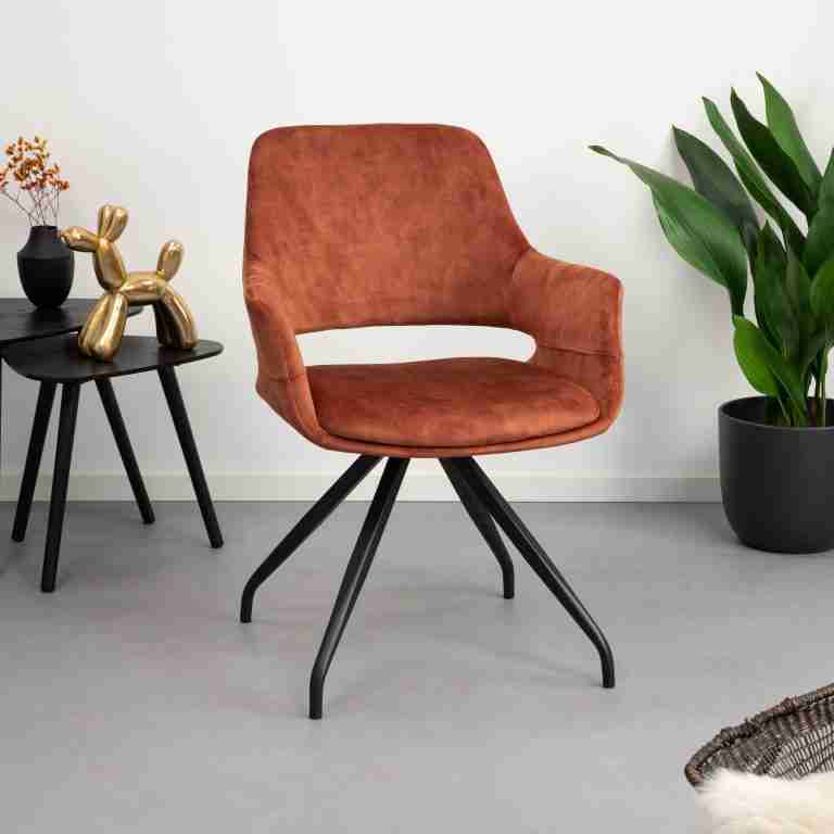 LivingFurn Eetkamerstoel Capp Velvet - Roest