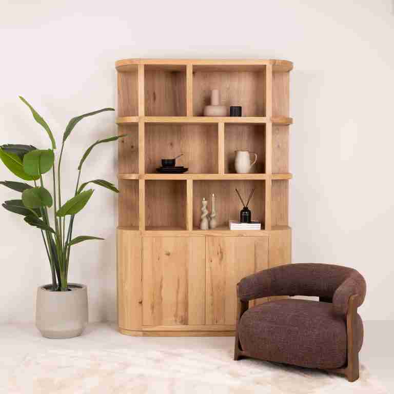 Livingfurn Boekenkast Novero Eiken, 220 x 145cm - Naturel