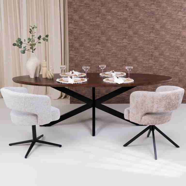 Livingfurn Ovale Eettafel Jesper Mangohout, 240 x 110cm - Bruin - Ovaal