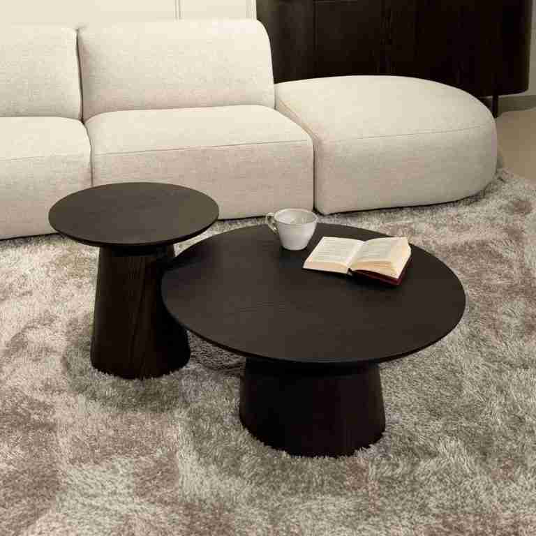Livingfurn Ronde Salontafel Novero Eiken, set van 2 stuks - Espresso