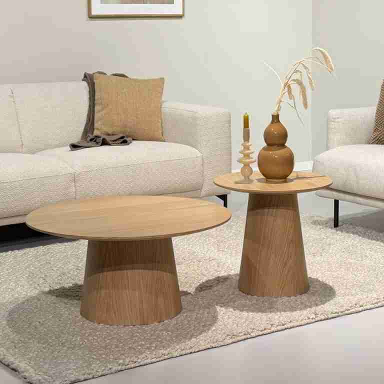 Livingfurn Ronde Salontafel Novero Eiken, set van 2 stuks - Naturel