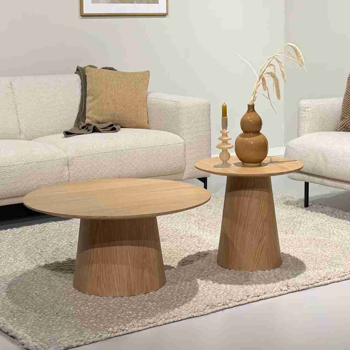 Livingfurn Ronde Salontafel Novero Eiken, set van 2 stuks - Naturel