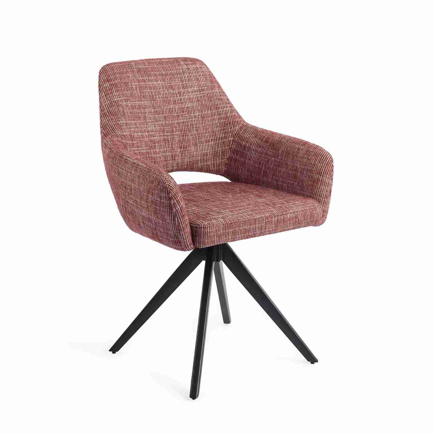 Jesper Home Draaibare Eetkamerstoel 'Yanai' Turn Black, kleur Berry Bars