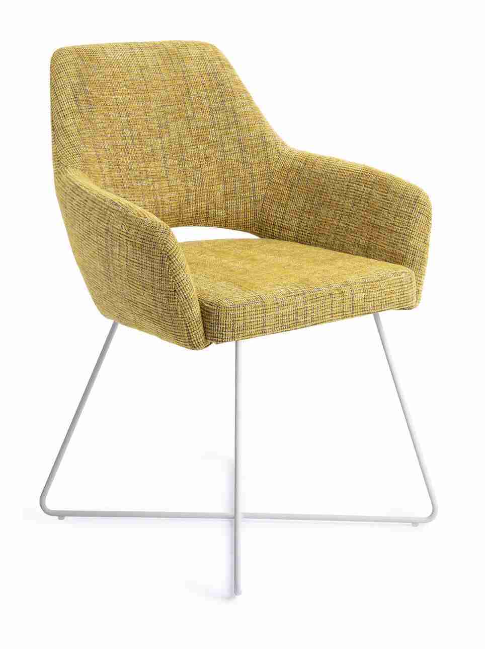 Jesper Home Eetkamerstoel 'Yanai' Cross White, kleur Lemon Lines