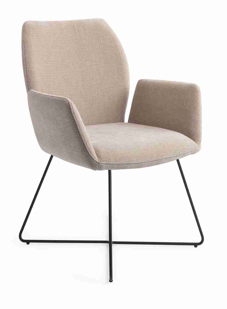 Jesper Home Eetkamerstoel 'Misaki' Cross Black, kleur Sand Strand