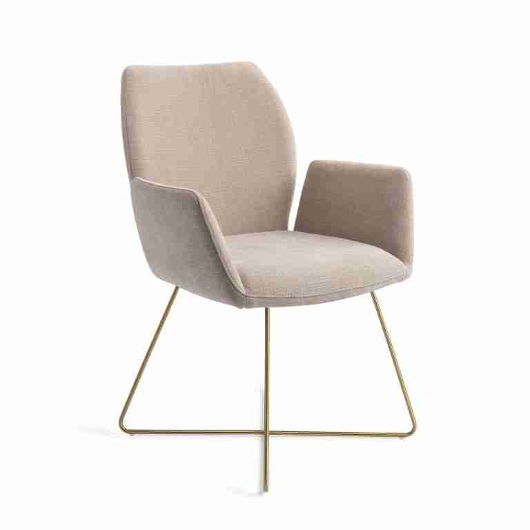 Jesper Home Eetkamerstoel 'Misaki' Cross Gold, kleur Sand Strand