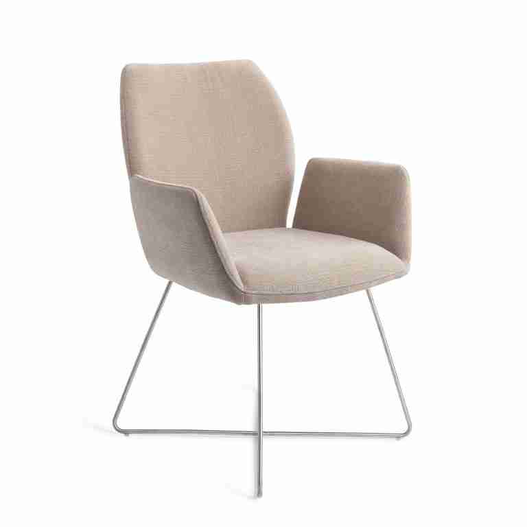 Jesper Home Eetkamerstoel 'Misaki' Cross Steel, kleur Sand Strand