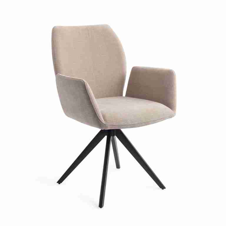 Jesper Home Draaibare Eetkamerstoel 'Misaki' Turn Black, kleur Sand Strand
