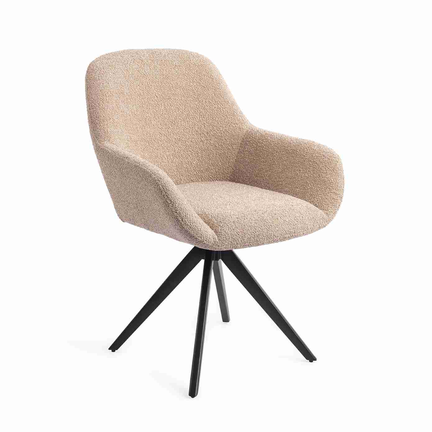 Jesper Home Draaibare Eetkamerstoel 'Kushi' Turn Black, kleur Flax Relax
