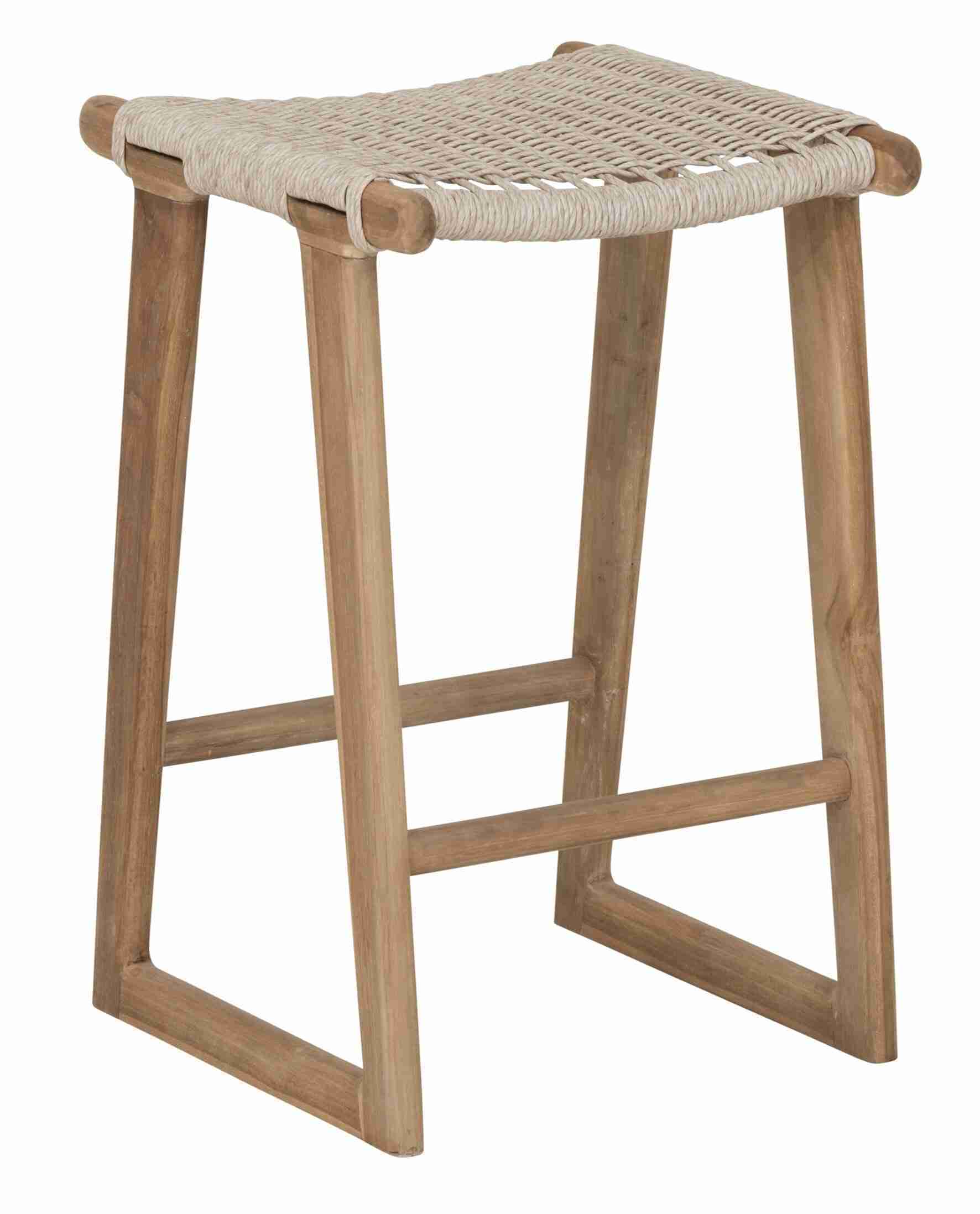 MUST Living Barstoel Kento Teakhout en touw (zithoogte 62cm) - Naturel
