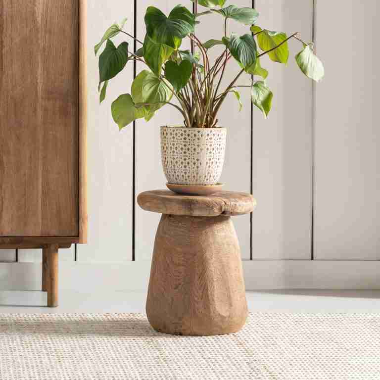 MUST Living Bijzettafel Bromo Teakhout, √ò35cm - Bruin - Rond