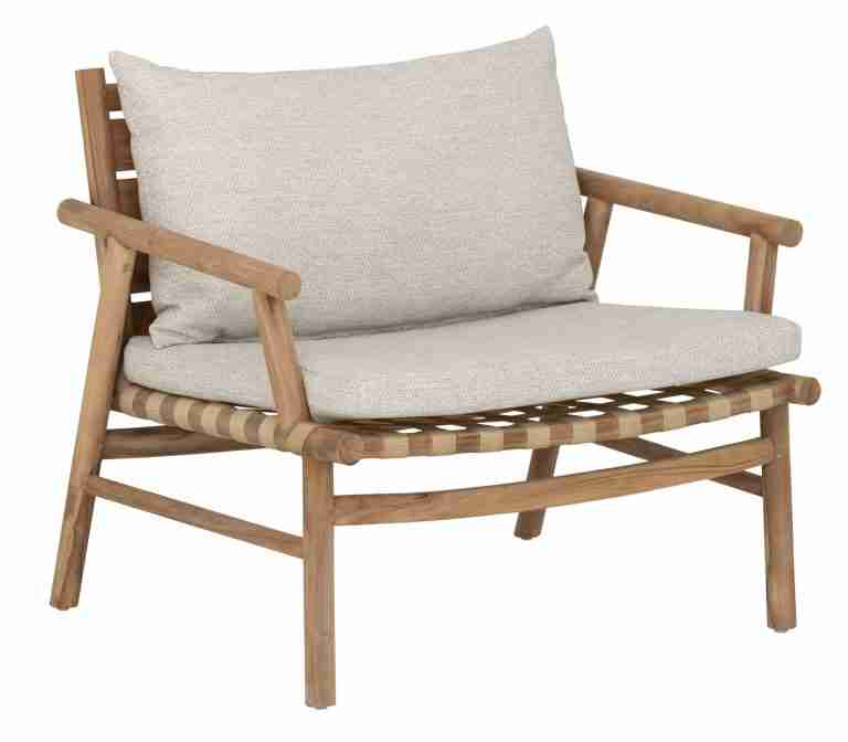 MUST Living Fauteuil Yoko Teakhout en stof - Beige