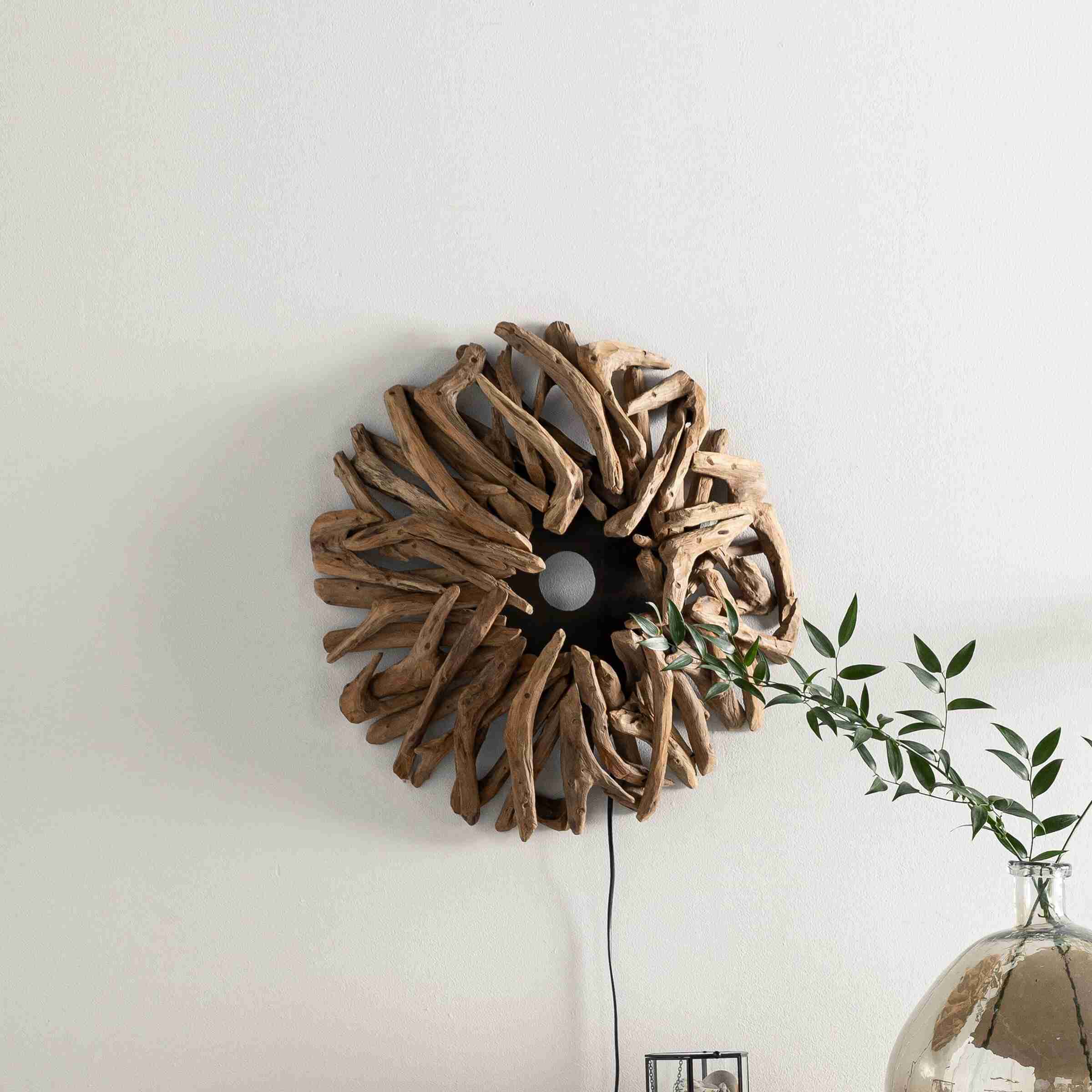 MUST Living Wandlamp Zena Teakhout, 50cm - Bruin