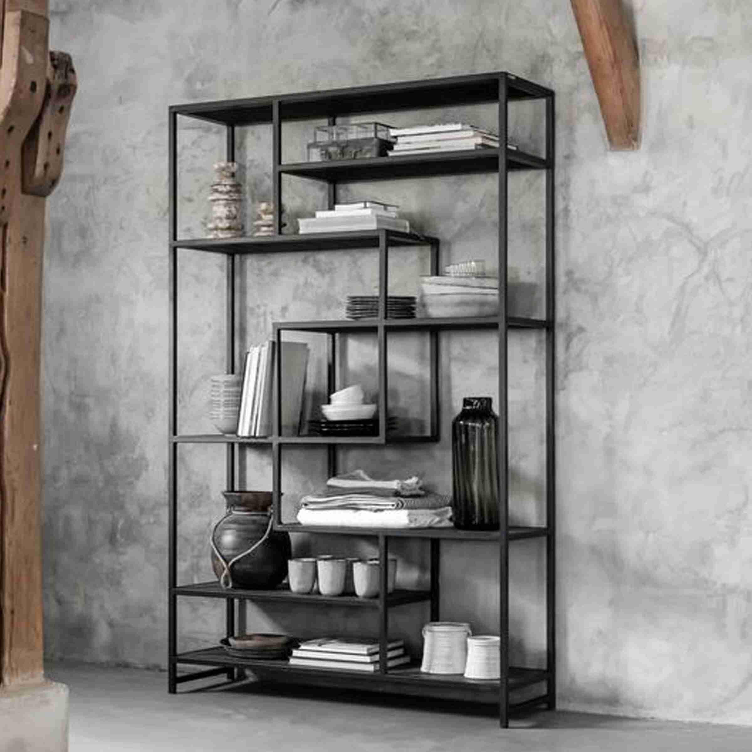MUST Living Wandrek Harmony Leder en metaal, 120 x 190cm - Zwart