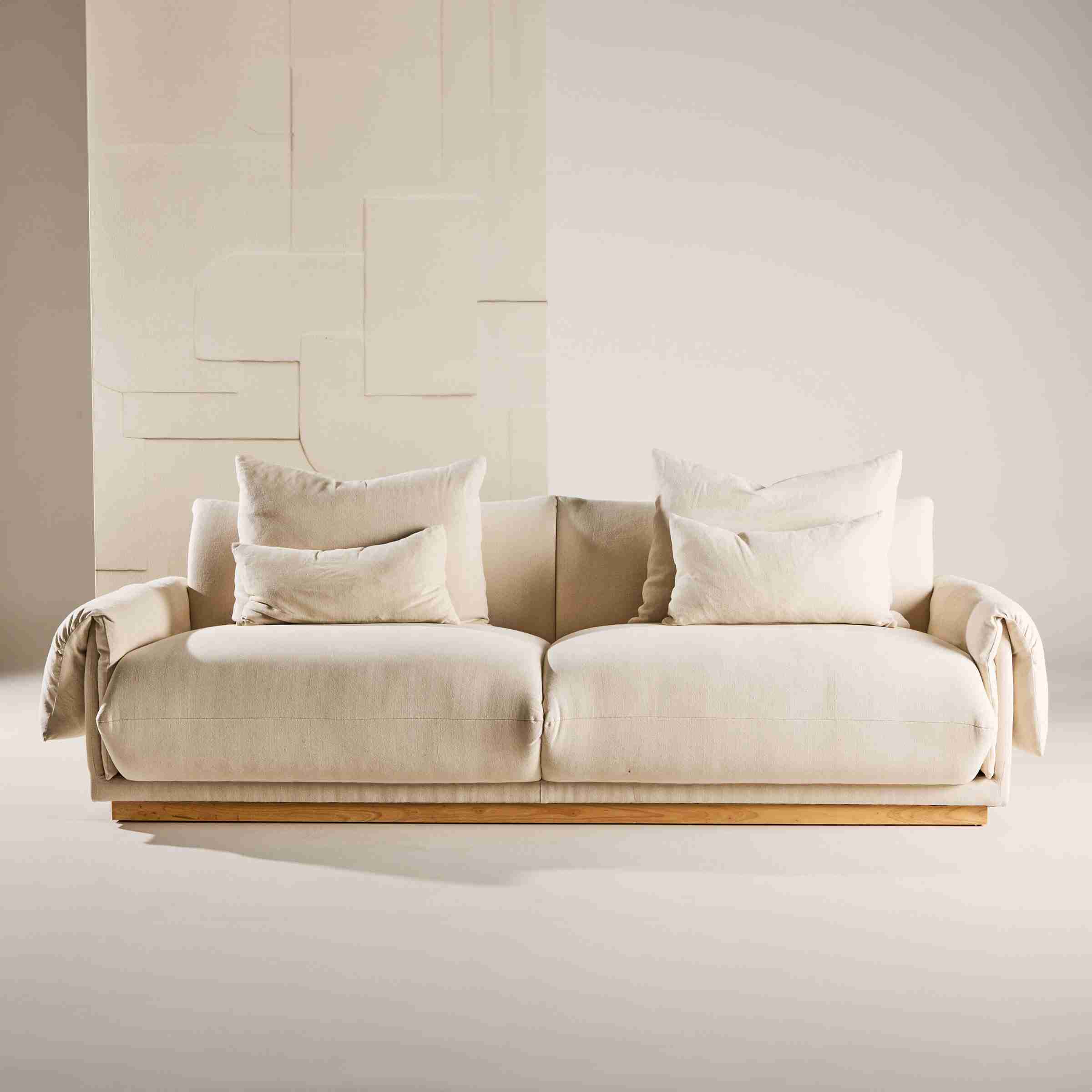 Nohr 3-zits Bank Lisa Linnenlook, 237cm - Beige