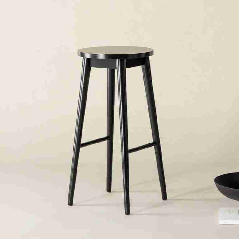 Nohr Barkruk Donella Rubberhout - Zwart (zithoogte 75cm)