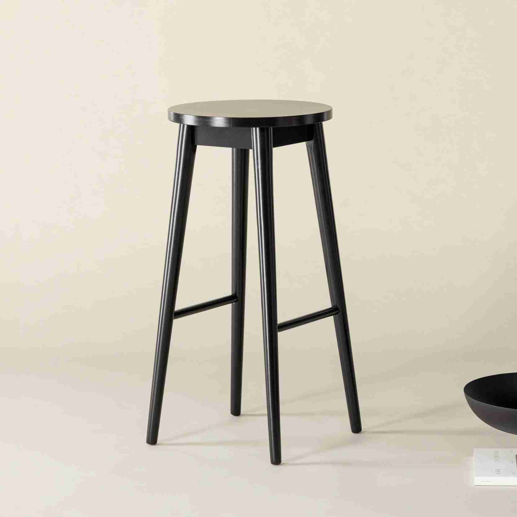 Nohr Barkruk Donella Rubberhout - Zwart (zithoogte 75cm)