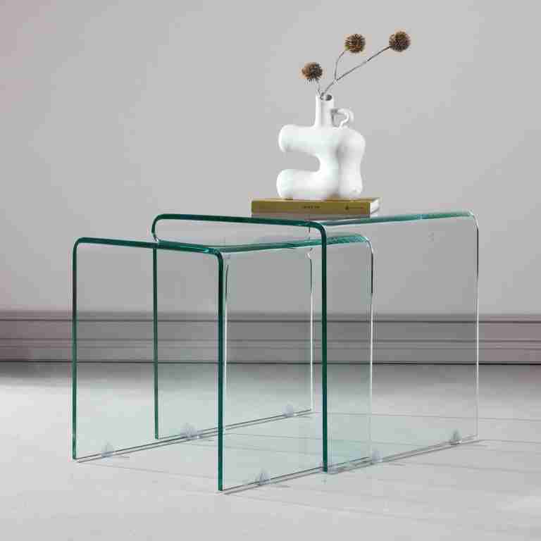 Nohr Bijzettafel Rockwell Glas, Set van 2 stuks - Transparant - Vierkant