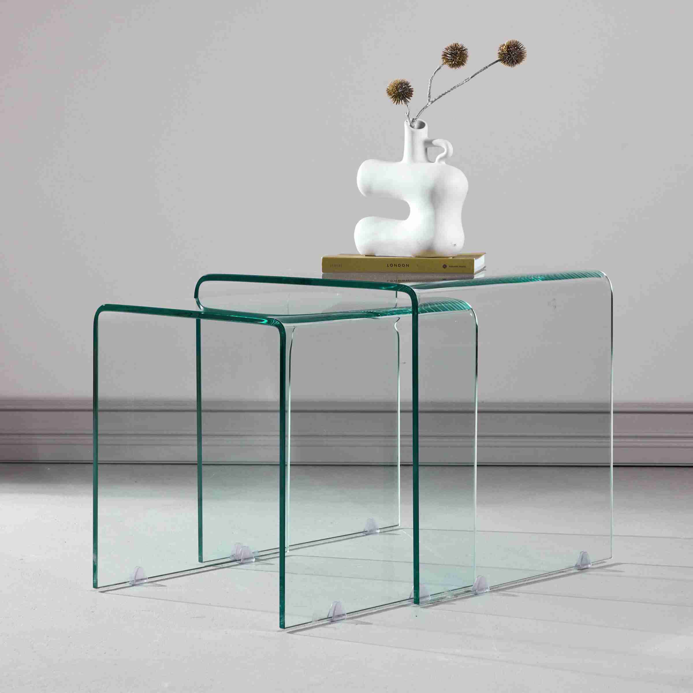 Nohr Bijzettafel Rockwell Glas, Set van 2 stuks - Transparant - Vierkant