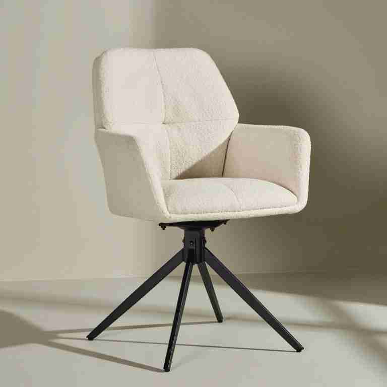 Nohr Draaibare Eetkamerstoel Montie Bouclé - Off White