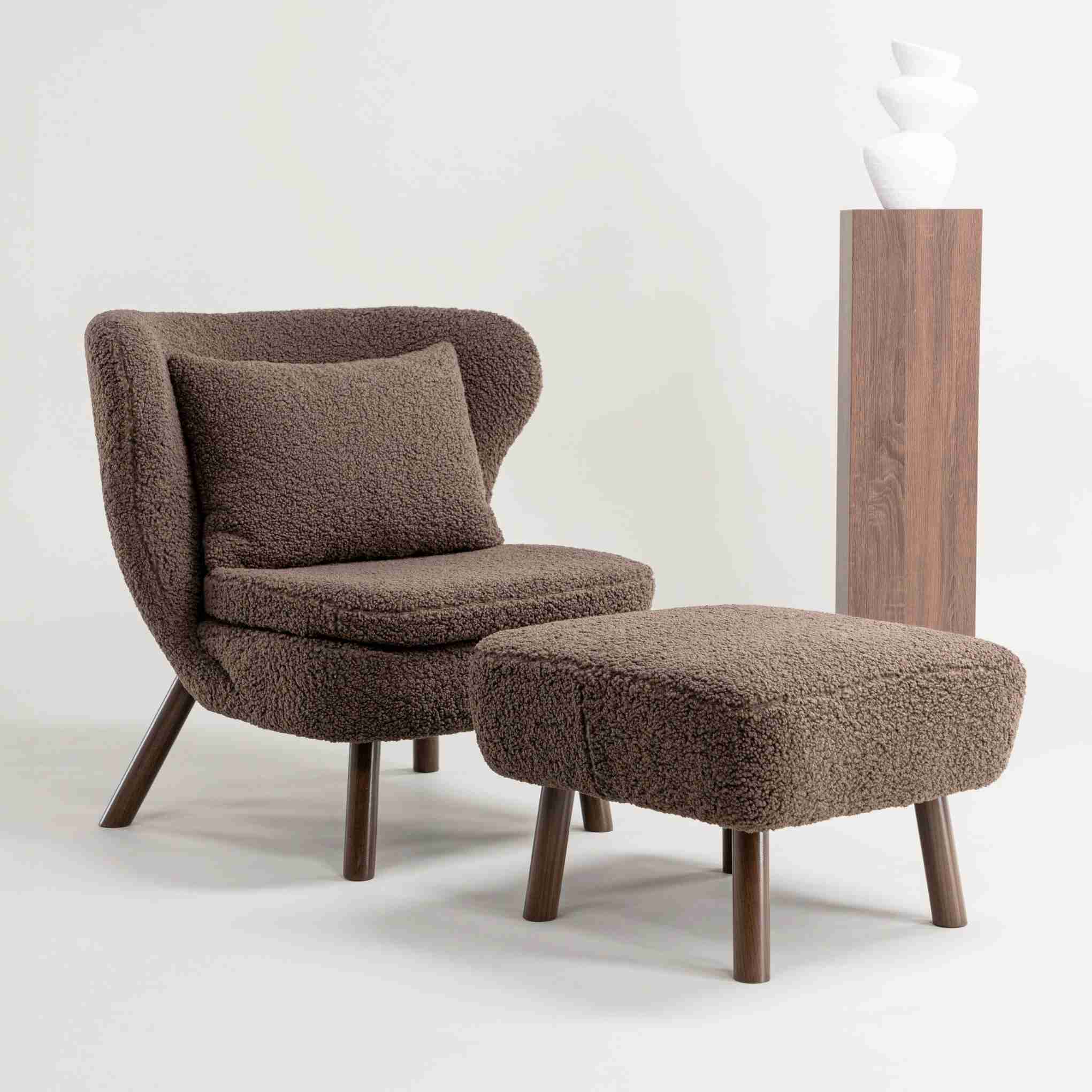 Nohr Fauteuil Demone Met voetenbank, Teddy - Bruin