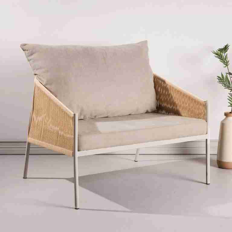 Nohr Fauteuil Lynden Linnenlook en touw - Beige