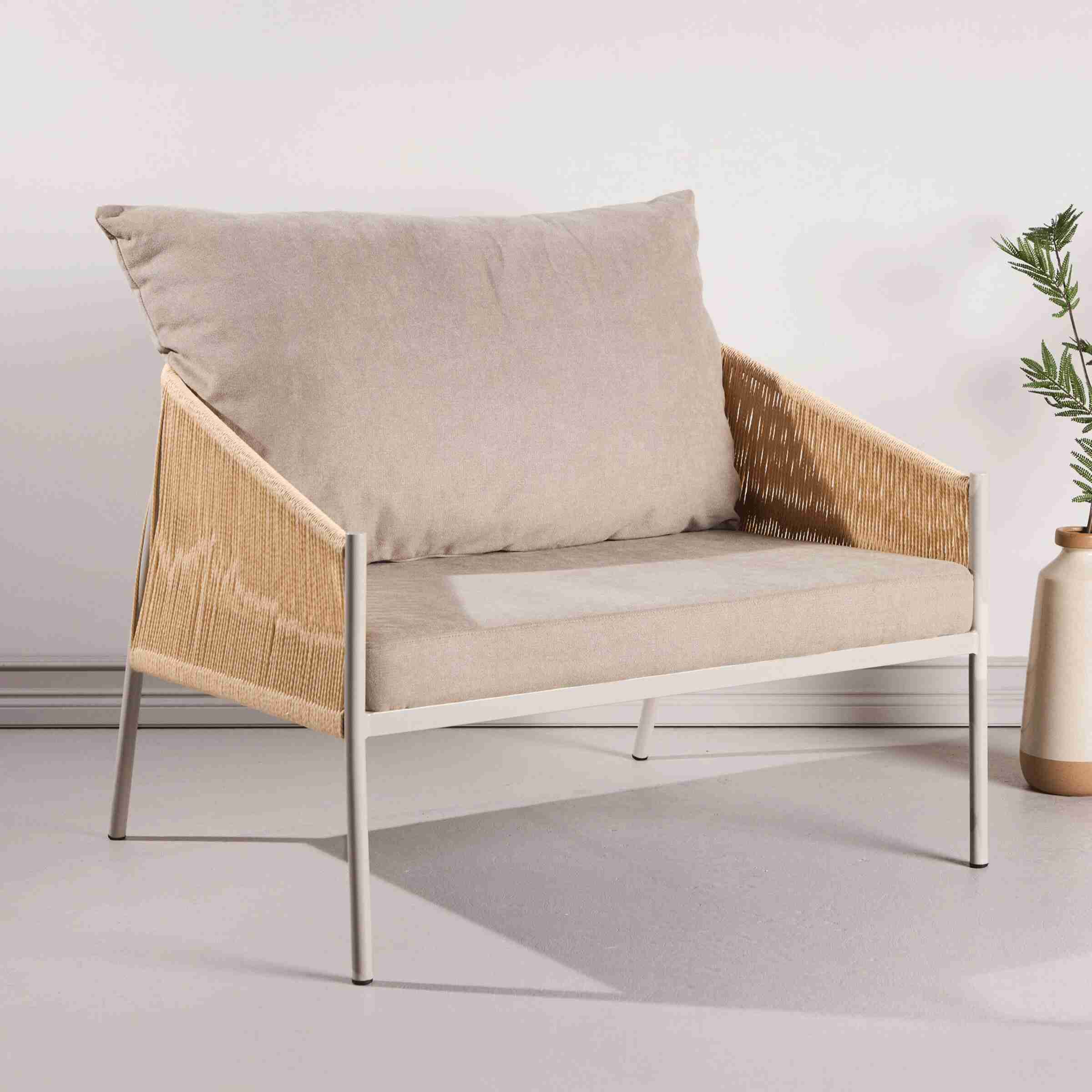 Nohr Fauteuil Lynden Linnenlook en touw - Beige