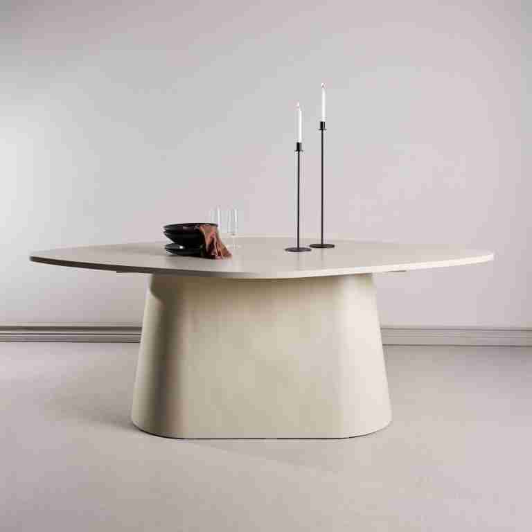 Nohr Organische Eettafel Borden Diamantvorm, 210 x 110cm - Beige - Ovaal